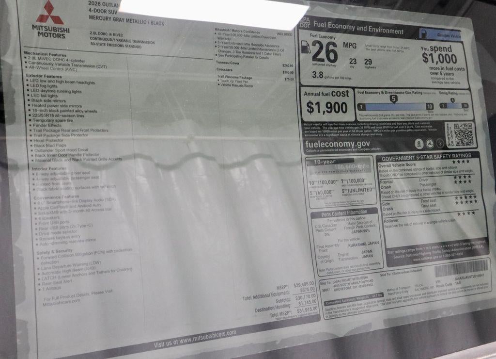 2026 Mitsubishi Outlander Sport Trail Edition