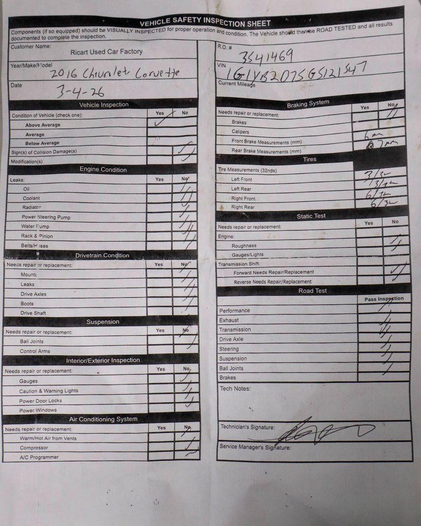 2016 Chevrolet Corvette Stingray